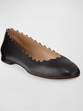 Chloé Lauren Scalloped Leather Ballet Flats